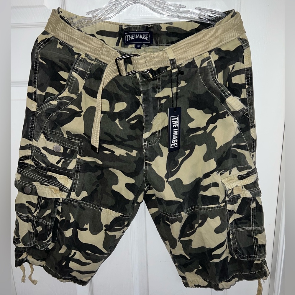 The Image camo cargo shorts with belt  #camo